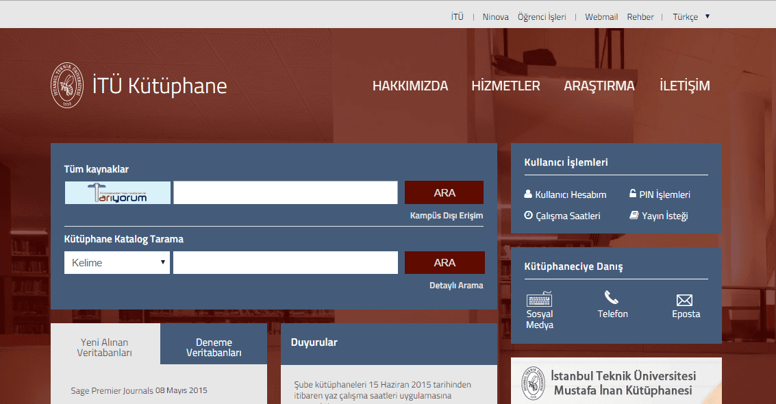 Kütüphanenin yenilenen sayfasını gördünüz mü?
