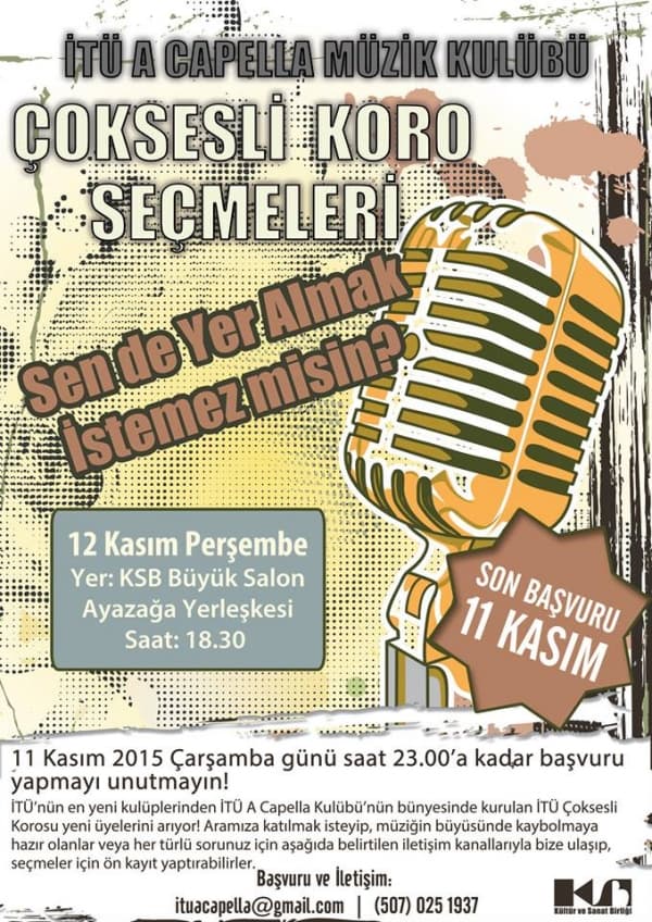 A Capella Müzik Kulübü çok sesli koro seçmeleri